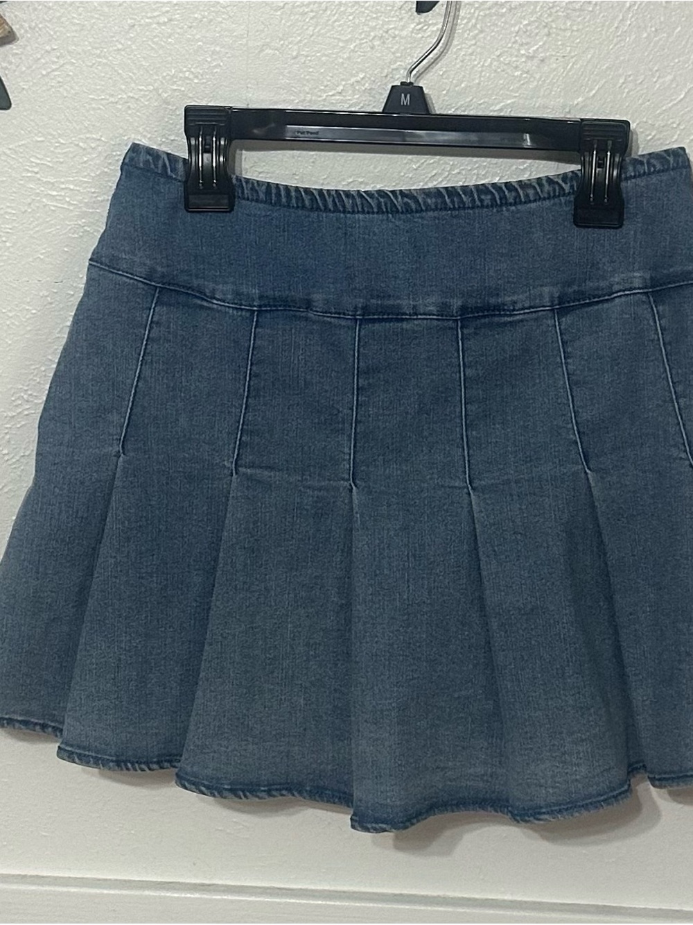 Denim Pleated Skirt - Blue - Picture 2 of 3
